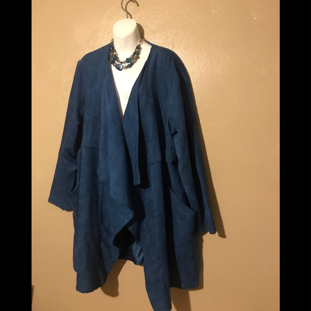 Ashley Stewart lovely velour aqua jacket sz 22/24